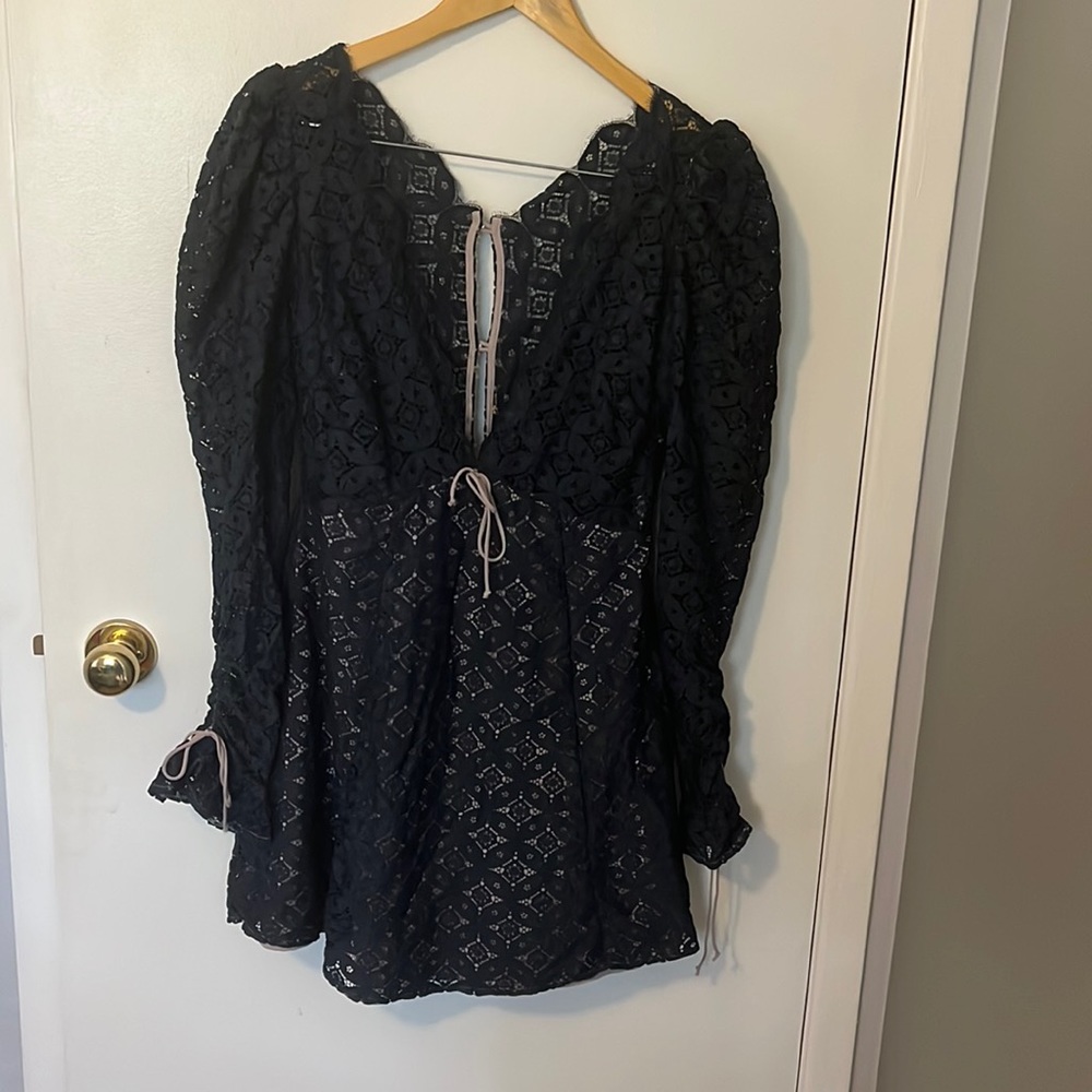 For Love and Lemons navy/blackish lace dress